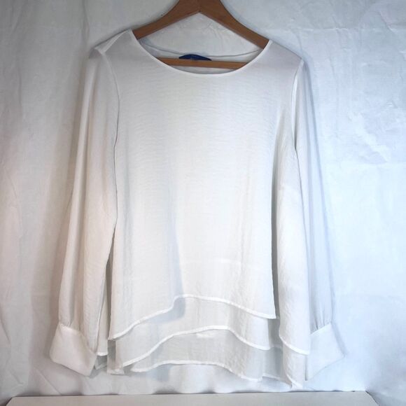 Apt 9 Satiny Flowy Blouse White Size XL Neutral Basic Minimalist Office Work - Picture 10 of 10